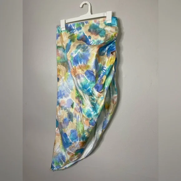AIIFOS Revolve NWOT Samantha Skirt in Watercolor Blues Sz Small Asymmetrical